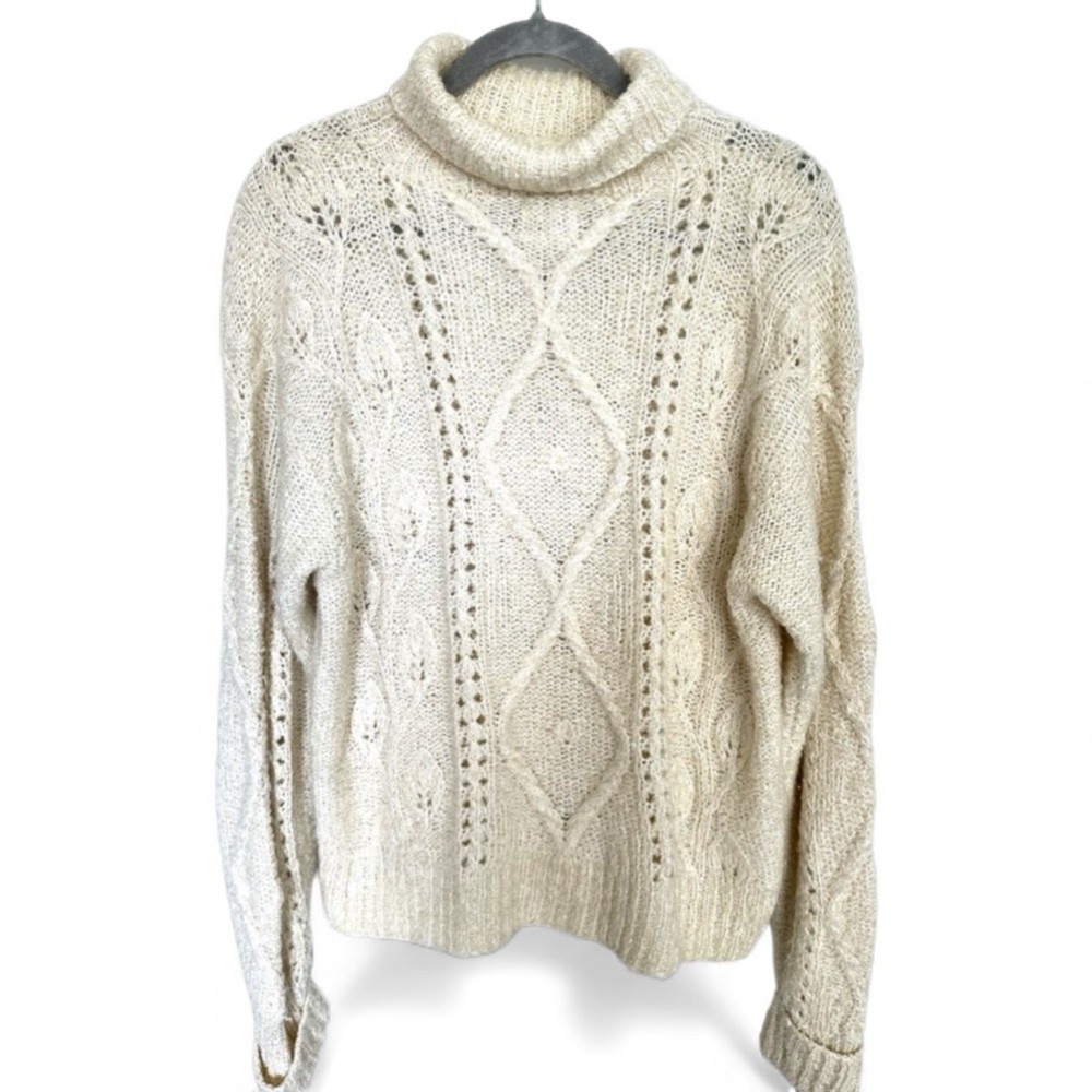 1/2 OFF Vintage Jennifer Reed for Neiman Marcus Hand Knit Cream Turtleneck XL